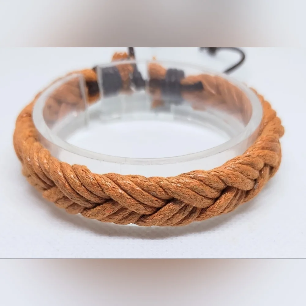 Men's Bracelet Leather Braided Brown Jewelry New f97